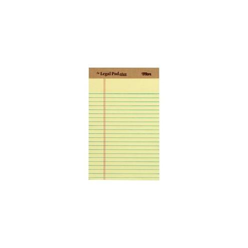 Tops The Legal Pad 71501 Notepad - 50 Sheets - 8" x 5" - Canary Paper - Perforated - 12 / Dozen