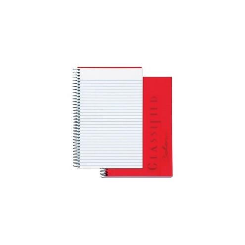 TOPS Classified Business Notebooks - 100 Sheets - Coilock - 20 lb Basis Weight - 5 1/2" x 8 1/2" - White Paper - Ruby Cover - Plastic Cover - Perforated - 1Each