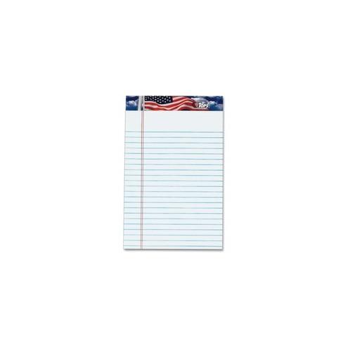 TOPS American Pride Jr. Legal Rule Writing Pad - Jr.Legal - 50 Sheets - Strip - 16 lb Basis Weight - 5" x 8" - 8" x 5" - White Paper - Perforated, Heavyweight, Bleed Resistant, Acid-free - 12 / Dozen