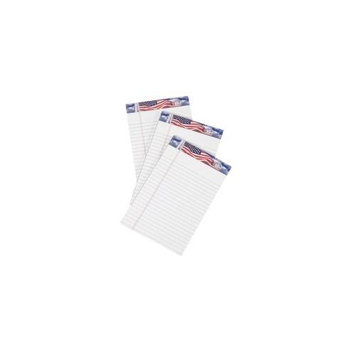 TOPS American Pride Binding Legal Writing Tablet - Jr.Legal - 50 Sheets - Strip - 16 lb Basis Weight - 5" x 8" - White Paper - Perforated, Bleed Resistant - 3 / Pack