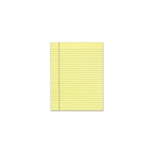 Tops 7522 Gum Top Pad - 50 Sheets - Glue - Ruled Red Margin - 16 lb Basis Weight - 8 1/2" x 11" - Canary Paper - Perforated - 12 / Pack