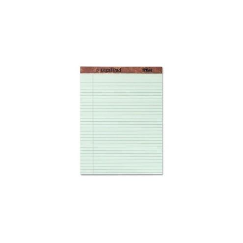 TOPS The Legal Pad Writing Pad - Letter - 50 Sheets - Double Stitched - 0.34" Ruled - 16 lb Basis Weight - 8 1/2" x 11" - Green Paper - Perforated, Hard Cover, Heavyweight - 12 / Dozen