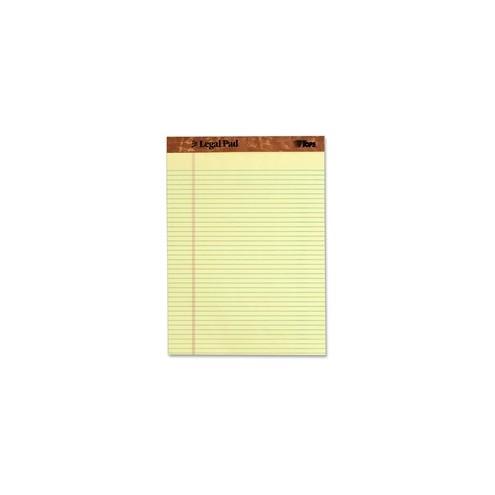 Tops The Legal Pad 75370 Pad - 50 Sheets - Double Stitched - Ruled Red Margin - 16 lb Basis Weight - 8 1/2" x 11" - Canary Paper - Perforated, Bleed Resistant, Unpunched - 1Each