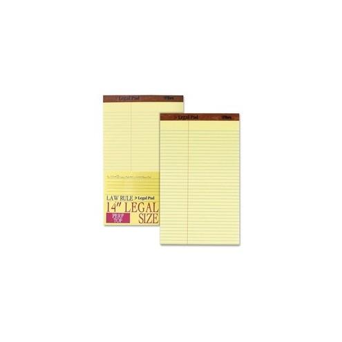 TOPS Legal Law Rule Pads - Legal - 50 Sheets - Double Stitched - 16 lb Basis Weight - 8 1/2" x 14" - Canary Paper - Perforated, Grade - 12 / Dozen