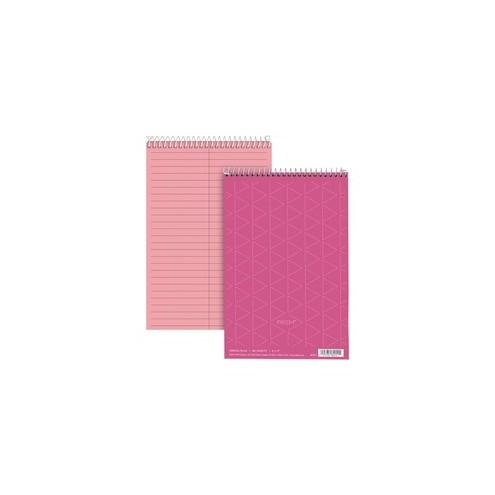 TOPS Prism Steno Books - 80 Sheets - Wire Bound - Gregg Ruled - 6" x 9" - Pink Paper - Perforated, Stiff-back, WireLock - 4 / Pack