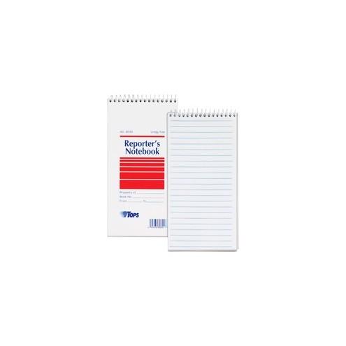 TOPS Reporter's Notebooks - 70 Sheets - Gregg Ruled - 4" x 8" - White Paper - Pocket - 4 / Pack