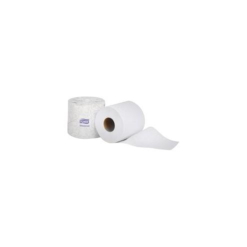 TORK Universal Bath Tissue Roll, 2-Ply - 2 Ply - 4.50" x 156.25 ft - 500 Sheets/Roll - 4.40" Roll Diameter - White - Fiber - Absorbent, Embossed, Soft - For Bathroom - 48000 Sheet