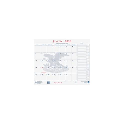 Unicor Blotter Style Calendar Pad - Monthly - 1 Year - January 2020 till December 2020 - 1 Month Single Page Layout - Desk Pad - Unruled Daily Block - 1 Each