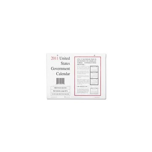 Unicor Wall Calendar - Monthly - January till December - 3 Month Single Page Layout - 8 1/2" x 11" Sheet Size - White - Perforated - 10 / Pack