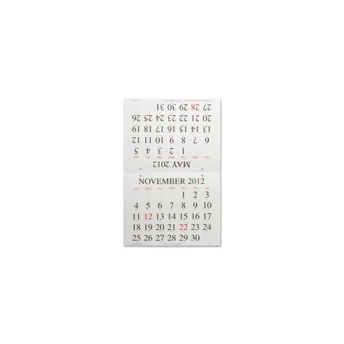Unicor Wall Calendar - Julian Dates - Monthly - January till December - 3 Month Single Page Layout - 8 1/2" x 11" Sheet Size - White - Perforated - 10 / Pack