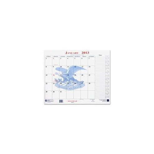 Unicor Top-Bound Blotter Calendar Pad - Julian Dates - Monthly - 2011 - 1 Month Single Page Layout - 18" x 22" Sheet Size - Desk Pad - White - Notes Area - 1 Each