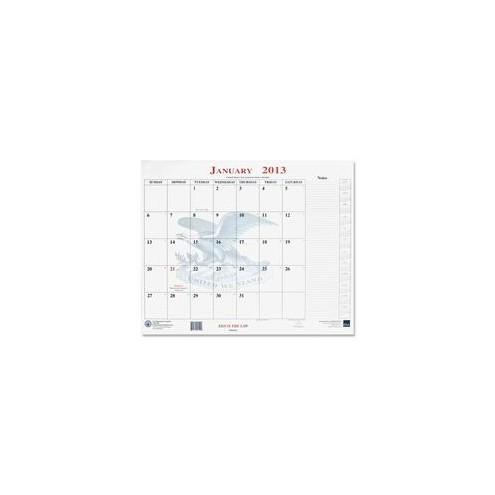 Unicor Month-at-a-Glance Blotter Style Calendar - Julian Dates - Monthly - 1 Month Single Page Layout - Desk Pad - White - Notepad, Reference Calendar - 1 Each