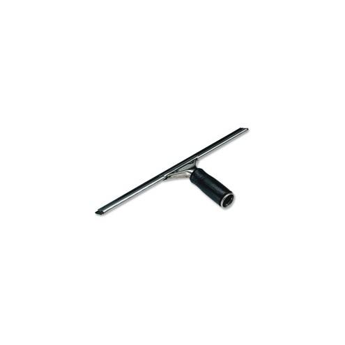 Unger 18" Pro Stainless Steel Complete Squeegee - 18" Rubber Blade - Plastic Handle - Ergonomic Handle, Safety Lock, Non-slip Grip - Black, Silver