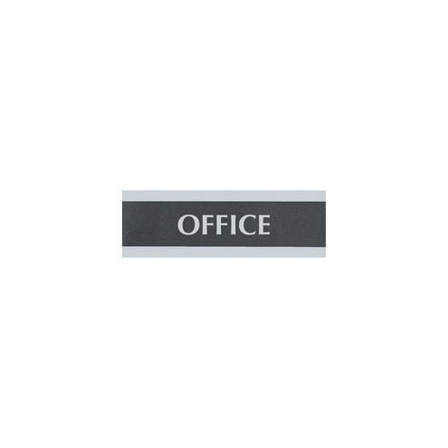 HeadLine Century Series Office Sign - 1 Each - Office Print/Message - 9" Width x 3" Height - Rectangular Shape - Silver Print/Message Color - Black