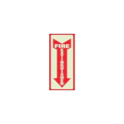 HeadLine Glow Fire Extinguisher Sign - 1 / Each - Fire Extinguisher Print/Message - 4" Width x 13" Height - Rectangular Shape - White Print/Message Color - Red