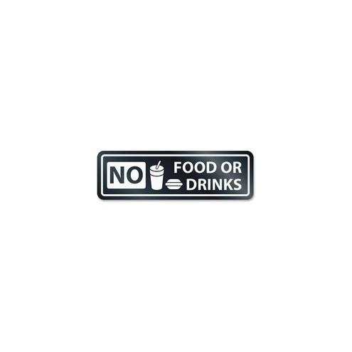 HeadLine No Food Or Drinks Window Sign - 1 Each - NO FOOD OR DRINKS Print/Message - 2.5" Width x 8.5" Height - Rectangular Shape - Self-adhesive - White, Clear