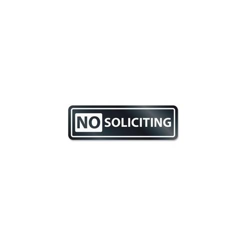 HeadLine No Soliciting Window Sign - 1 Each - No Soliciting Print/Message - 8.5" Width x 2.5" Height - Rectangular Shape - Self-adhesive, Removable - White, Clear