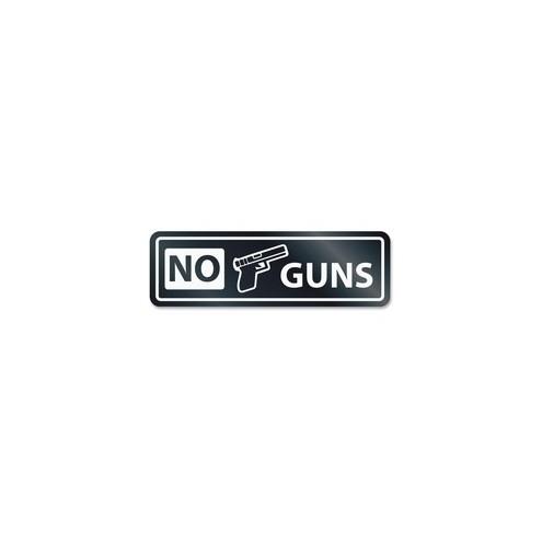 HeadLine No Guns Window Sign - 1 Each - NO GUNS Print/Message - Rectangular Shape - Self-adhesive, Removable - White, Clear