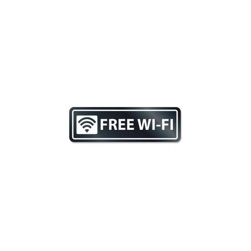 HeadLine Free Wi-Fi Window Sign - 1 Each - Free Wi-Fi Print/Message - Rectangular Shape - Self-adhesive, Removable - White, Clear