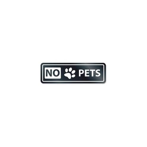 HeadLine No Pets Window Sign - 1 Each - NO PETS Print/Message - Rectangular Shape - Self-adhesive, Removable - White, Clear