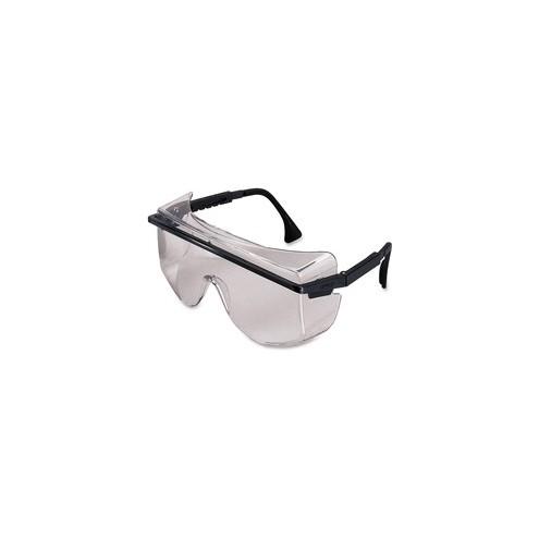 Uvex Safety Astro OTG 3001 Safety Glasses - Scratch Resistant, Adjustable, Adjustable Temple, Comfortable, Cushioned - Polycarbonate Lens, Nylon Frame, Nylon Temple - Clear, Black - 1 Each