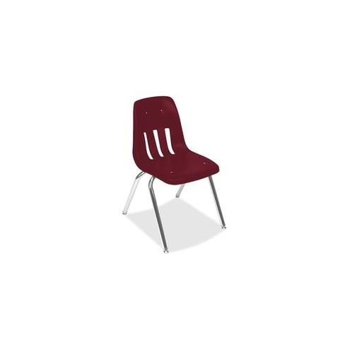 Virco 9000 Series Classroom Stacking Chairs - Chrome Steel Frame - Four-legged Base - Wine - Plastic - 18.6" Width x 21.5" Depth x 30.6" Height - 4 / Carton