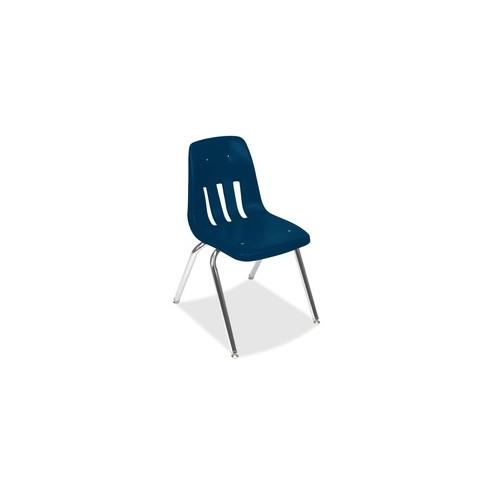 Virco 9000 Series Classroom Stacking Chairs - Chrome Steel Frame - Four-legged Base - Blue - Plastic - 18.6" Width x 21.5" Depth x 30.6" Height - 4 / Carton