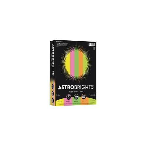 Astrobrights Color Paper - "Neon" 5-Color Assortment - Letter - 8 1/2" x 11" - 24 lb Basis Weight - 500 / Ream - Assorted, Vulcan Green, Martian Green, Pulsar Pink, Lift-off Lemon