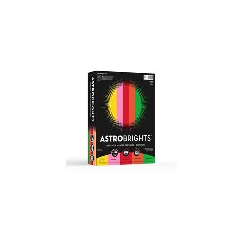 Astrobrights Colored Cardstock - "Vintage" 5-Color Assortment - Letter - 8 1/2" x 11" - 65 lb Basis Weight - 250 / Pack - Solar Yellow, Pulsar Pink, Re-entry Red, Orbit Orange, Gamma Green