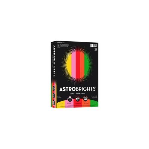 Astrobrights Color Paper - "Vintage" 5-Color Assortment - Letter - 8 1/2" x 11" - 24 lb Basis Weight - 500 / Ream - Solar Yellow, Pulsar Pink, Re-entry Red, Orbit Orange, Gamma Green