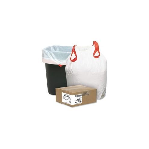 Webster 13 Gallon Drawstring Trash Bags - Small Size - 13 gal - 24.50" Width x 27.38" Length - 0.90 mil (23 Micron) Thickness - White - Resin - 200/Carton