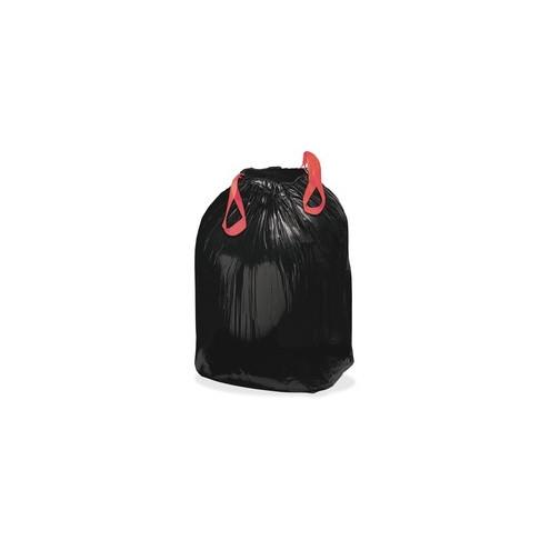 Webster Drawstring Trash Liners - Medium Size - 30 gal - 30.50" Width x 33" Length - 1.20 mil (30 Micron) Thickness - Black - Resin - 200/Box