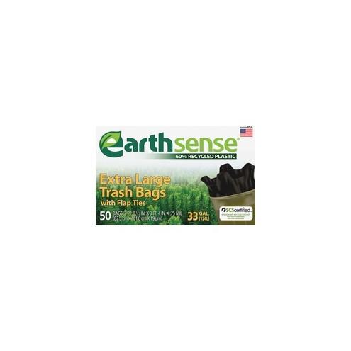 Webster Earth Sense 33-gal Extra Large Trash Bags - Medium Size - 33 gal - 32.50" Width x 40" Length x 0.70 mil (18 Micron) Thickness - Low Density - Black - Resin - 50/Box - Garbage