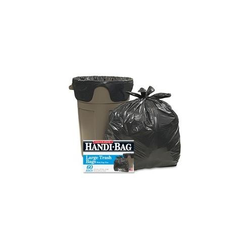 Webster Handi-Bag Wastebasket Bags - Medium Size - 30 gal - 30" Width x 33" Length x 36" Depth - 0.70 mil (18 Micron) Thickness - Black - Hexene Resin - 60/Box - Home, Office