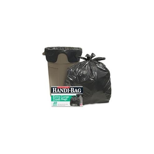 Webster Handi-Bag Wastebasket Bags - Medium Size - 33 gal - 32.50" Width x 40" Length x 40" Depth - 0.70 mil (18 Micron) Thickness - Black - Hexene Resin - 40/Box - Home, Office