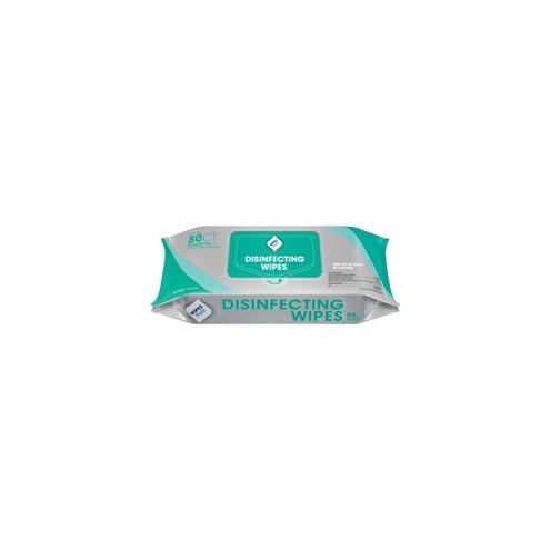 WipesPlus Disinfectant Surface Wipes - Wipe - 8" Width x 6" Length - 12 / Carton - White