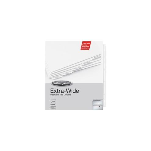 Wilson Jones Oversized Insertable Tab Dividers - 5 x Divider(s) - 5 Tab(s) - 5 Tab(s)/Set - 9.3" Divider Width x 11" Divider Length - 9 1/4" Width x 11" Length - Clear Paper Tab(s) - 5 / Set