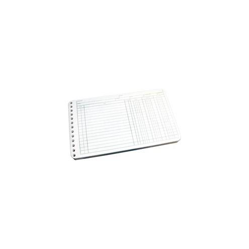 Wilson Jones Ring Ledger Sheet - 24 lb - Double Sided Sheet - Ledger - 8 1/2" x 5" Sheet Size - White Sheet(s) - Green Print Color - Paper - 100 / Pack