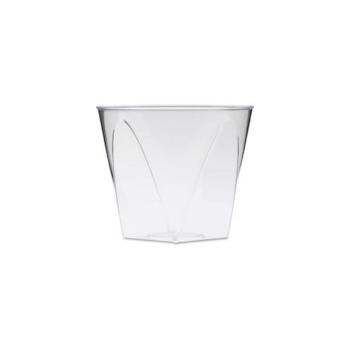 Milan WNA Comet Crystal Square Tumblers - 9 fl oz - Square-to-Round - 16 / Pack - Clear - Polystyrene - Juice, Soda, Wine