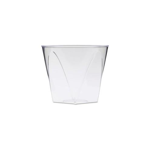 Milan WNA Comet Crystal Square Tumblers - 9 fl oz - Square-to-Round - 16 / Pack - Clear - Polystyrene - Juice, Soda, Wine