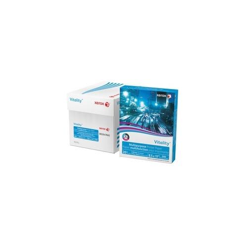 Xerox Vitality Inkjet Print Copy & Multipurpose Paper - 90% Opacity - Letter - 8 1/2" x 11" - 20 lb Basis Weight - 5000 / Carton - White