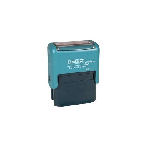 Xstamper Custom Self-ink 1-4 Line Message Stamp - Custom Message/Date Stamp - 0.50" Impression Width x 1.50" Impression Length - Black - Plastic, Rubber - Recycled - 1 Each