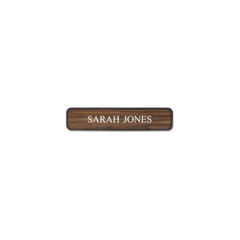 Xstamper 2"x10" Designer Nameplate Set - 1 Each - 10" Holding Width x 2" Holding Height - Rectangular Shape - Rounded Corner - Plastic - Brown