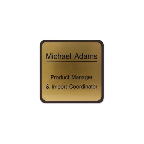 Xstamper 6"x6" Designer Nameplate Set - 1 Each - 6" Holding Width x 6" Holding Height - Square Shape - Rounded Corner - Plastic - Brown