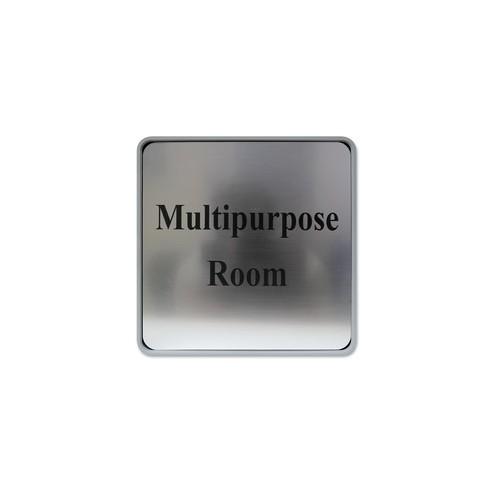 Xstamper 8"x8" Designer Nameplate Set - 1 Each - 8" Holding Width x 8" Holding Height - Square Shape - Rounded Corner - Plastic - Gray