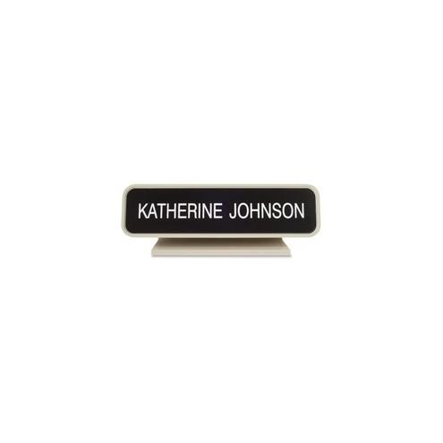 Xstamper 2"x8" Designer Desk Sign Set - 1 Each - Logo Design - 8" Width x 2" Height - Rectangular Shape - Rounded Corner - Plastic - Almond