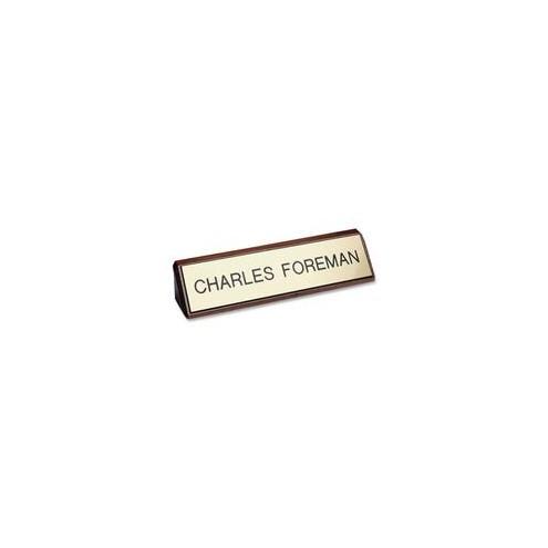 Xstamper Xecutives Plastic Name Plates On Wood - 1 Each - 8" Width x 2" Height - Plastic, Wood