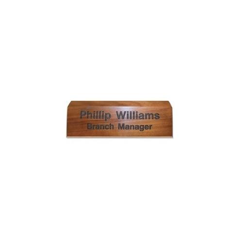 Xstamper Engraved Walnut Desk Sign - 1 Each - 8" Width x 2" Height - Engraved - Walnut Wood