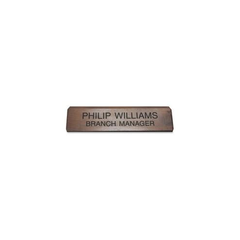 Xstamper Engraved Walnut Desk Sign - 1 Each - 10" Width x 2" Height - Engraved - Walnut Wood