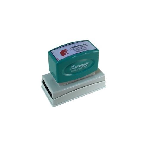 Xstamper Two-Color Custom Stamp - Custom Message Stamp - 0.88" Impression Width x 2.75" Impression Length - Recycled - 1 Each